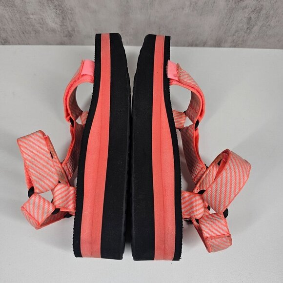 Teva Womens Platform Sandals Pink Coral Black Size 7 Adjustable Straps - Picture 9 of 12